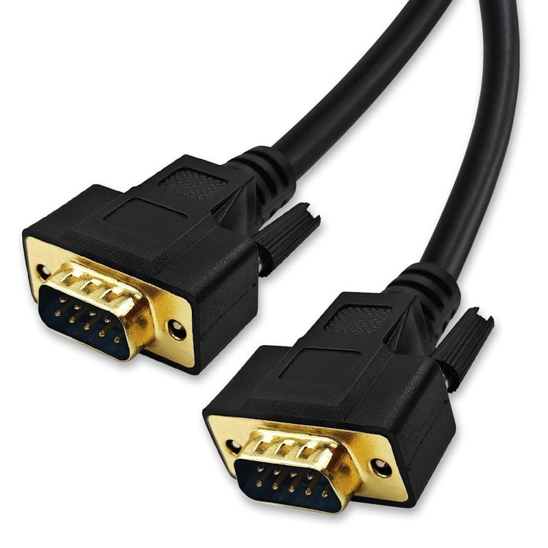 XANHAM 16 Feet(5 Meter) RS232 Null Modem Cable DB9 2 3 Cross TX RX Line Double Shielded(Metal Braiding&AL-foil) Male to Male, Black, SC902X10MM - Image 1